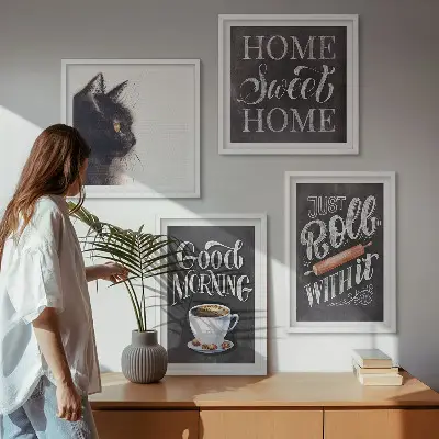 Cat themed wall art set set of 4 kitchen pieces
