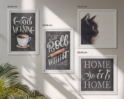 Set of 4 wall art pieces Home kitchen themes cat