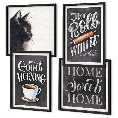 Cat themed wall art set set of 4 kitchen pieces