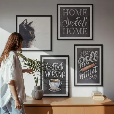 Cat themed wall art set set of 4 kitchen pieces