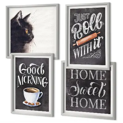 Cat themed wall art set set of 4 kitchen pieces