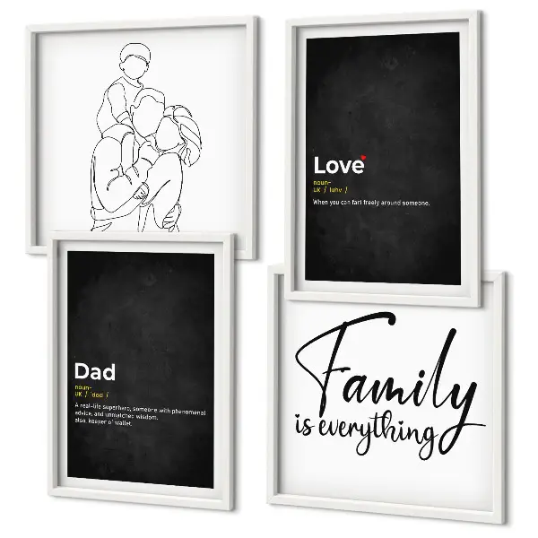 Family line art wall art set definitions of love