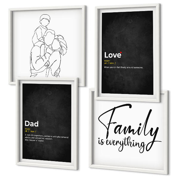 Wall art set Family line art definitions of love