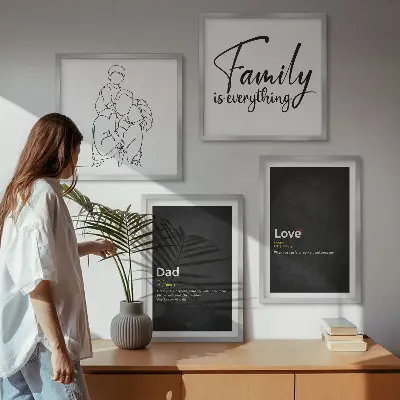 Family line art wall art set definitions of love