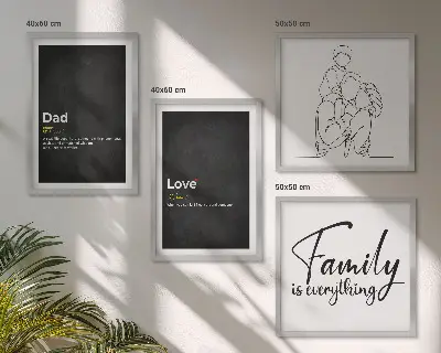 Family line art wall art set definitions of love
