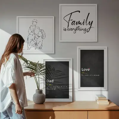 Family line art wall art set definitions of love