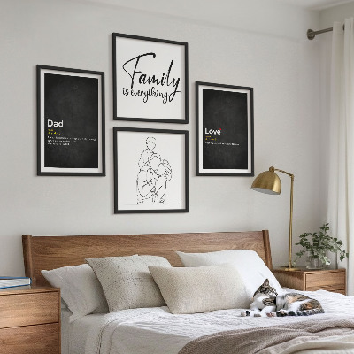 Wall art set Family line art definitions of love