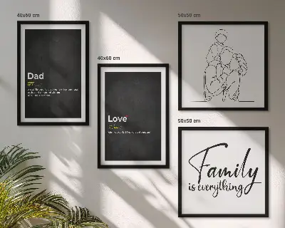Family line art wall art set definitions of love