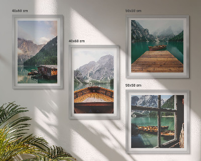 Multi-piece wall decor set Mountain landscapes cottage boats
