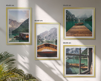 Multi-piece wall decor set Mountain landscapes cottage boats