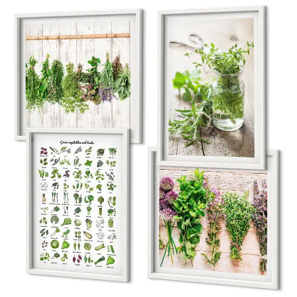 Dried herb wall art set for the kitchen