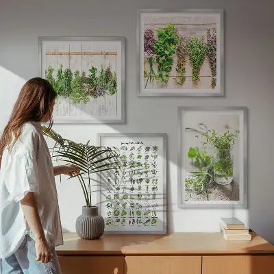Dried herb wall art set for the kitchen
