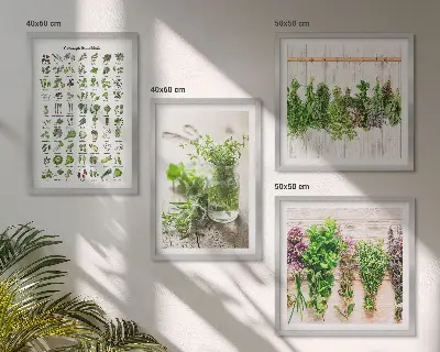 Dried herb wall art set for the kitchen