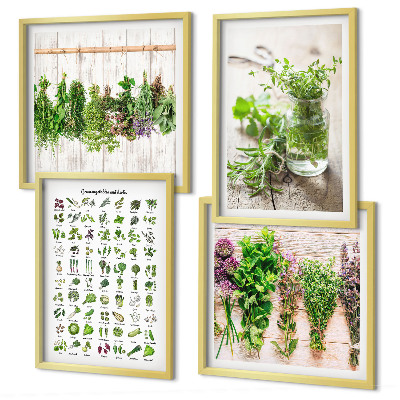 Wall art set Dried herbs for the kitchen