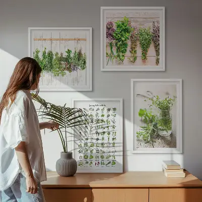 Dried herb wall art set for the kitchen