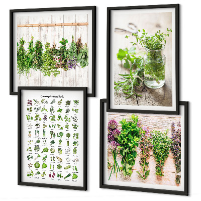 Wall art set Dried herbs for the kitchen
