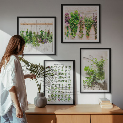Wall art set Dried herbs for the kitchen