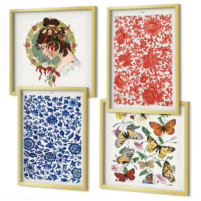Multi-piece wall decor set Vintage flowers butterflies ornaments