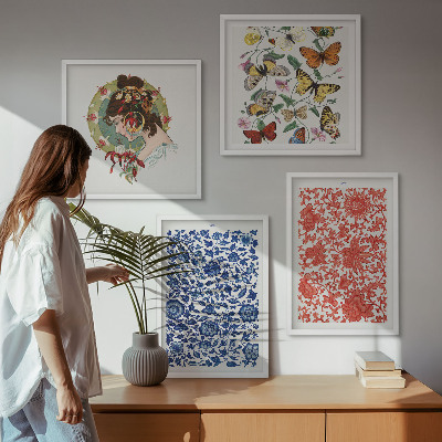 Multi-piece wall decor set Vintage flowers butterflies ornaments