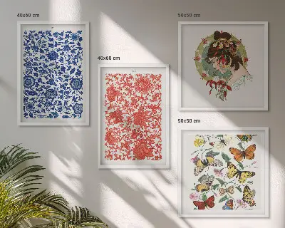 Multi-piece wall decor set featuring vintage flowers and butterflies