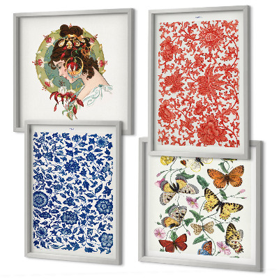 Multi-piece wall decor set Vintage flowers butterflies ornaments
