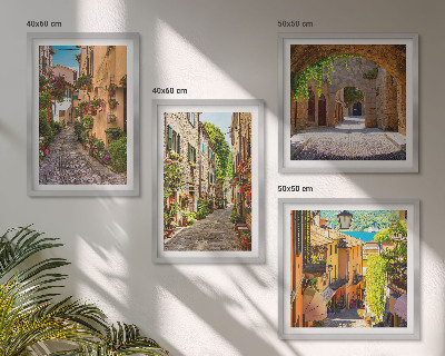 Wall art set Italian streets flowers architecture
