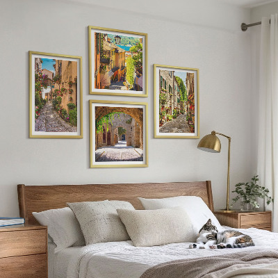 Wall art set Italian streets flowers architecture