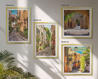 Wall art set Italian streets flowers architecture