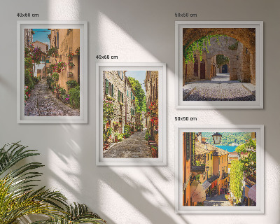 Wall art set Italian streets flowers architecture