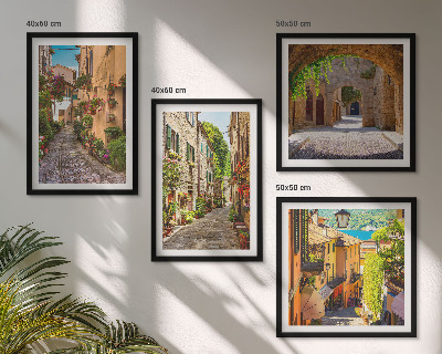 Wall art set Italian streets flowers architecture