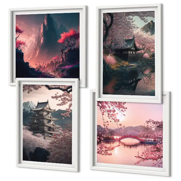 Fantasy landscapes of Japan multi-piece wall decor set