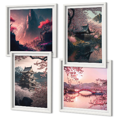 Multi-piece wall decor set Fantasy landscapes of Japan
