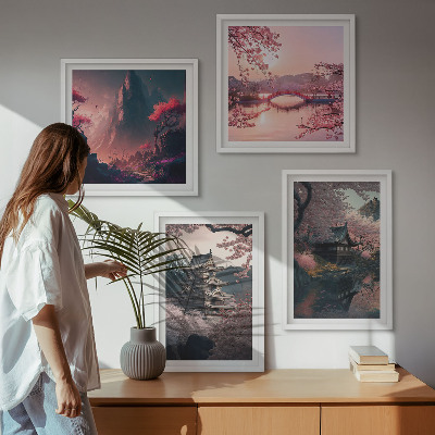 Multi-piece wall decor set Fantasy landscapes of Japan