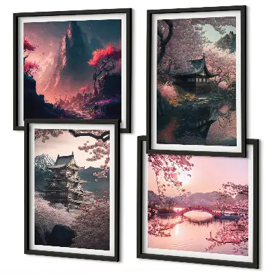 Fantasy landscapes of Japan multi-piece wall decor set