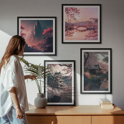 Multi-piece wall decor set Fantasy landscapes of Japan