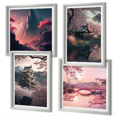 Multi-piece wall decor set Fantasy landscapes of Japan