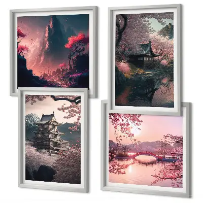 Fantasy landscapes of Japan multi-piece wall decor set