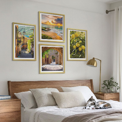 Wall art set Picturesque streets of the sea, beach