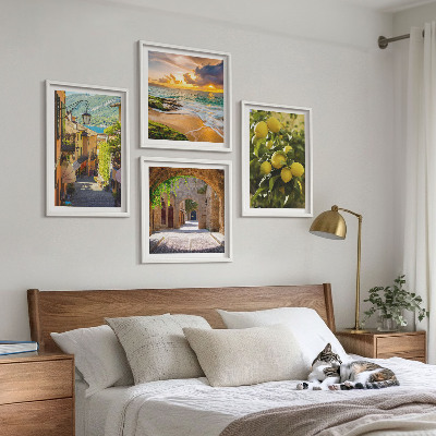 Wall art set Picturesque streets of the sea, beach