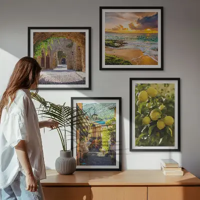 Wall art set picturesque seaside streets