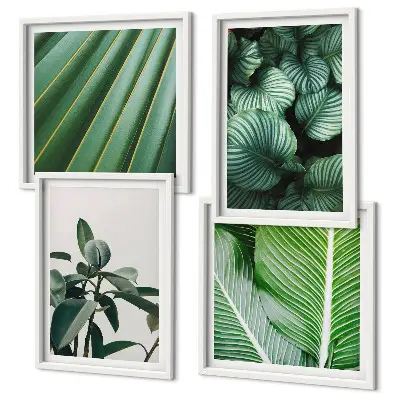 Tropical leaves wall art set set of 4 pieces in green