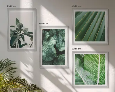 Tropical leaves wall art set set of 4 pieces in green