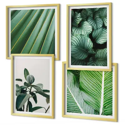 Tropical leaves wall art set set of 4 pieces in green