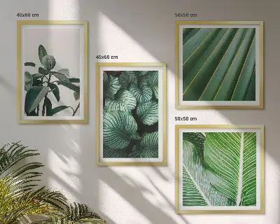 Tropical leaves wall art set set of 4 pieces in green