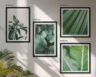 Tropical leaves wall art set set of 4 pieces in green