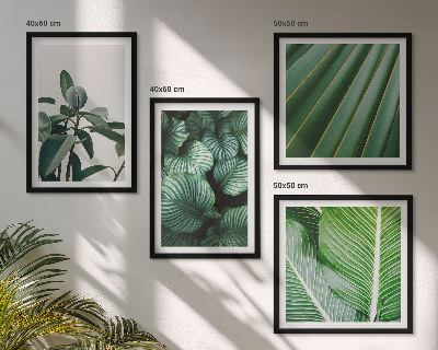 Set of 4 wall art pieces Tropical leaves in green