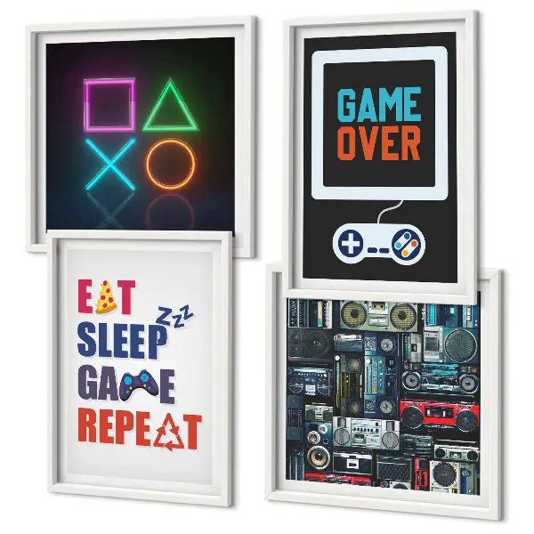 Set of 4 wall art pieces entertainment themed