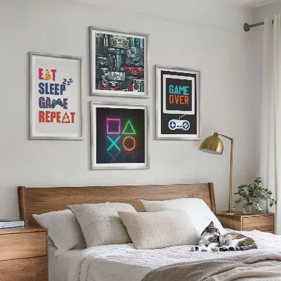 Set of 4 wall art pieces entertainment themed