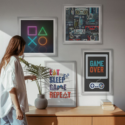 Set of 4 wall art pieces Player entertainment subtitles