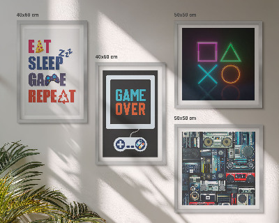 Set of 4 wall art pieces Player entertainment subtitles